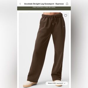 ALO Yoga Accolade Straight Leg Sweatpants- Espresso